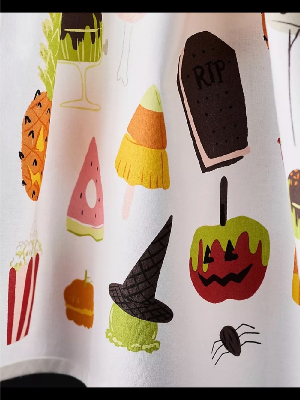 Anthropologie White Halloween Candy & Treat Dish Towel.